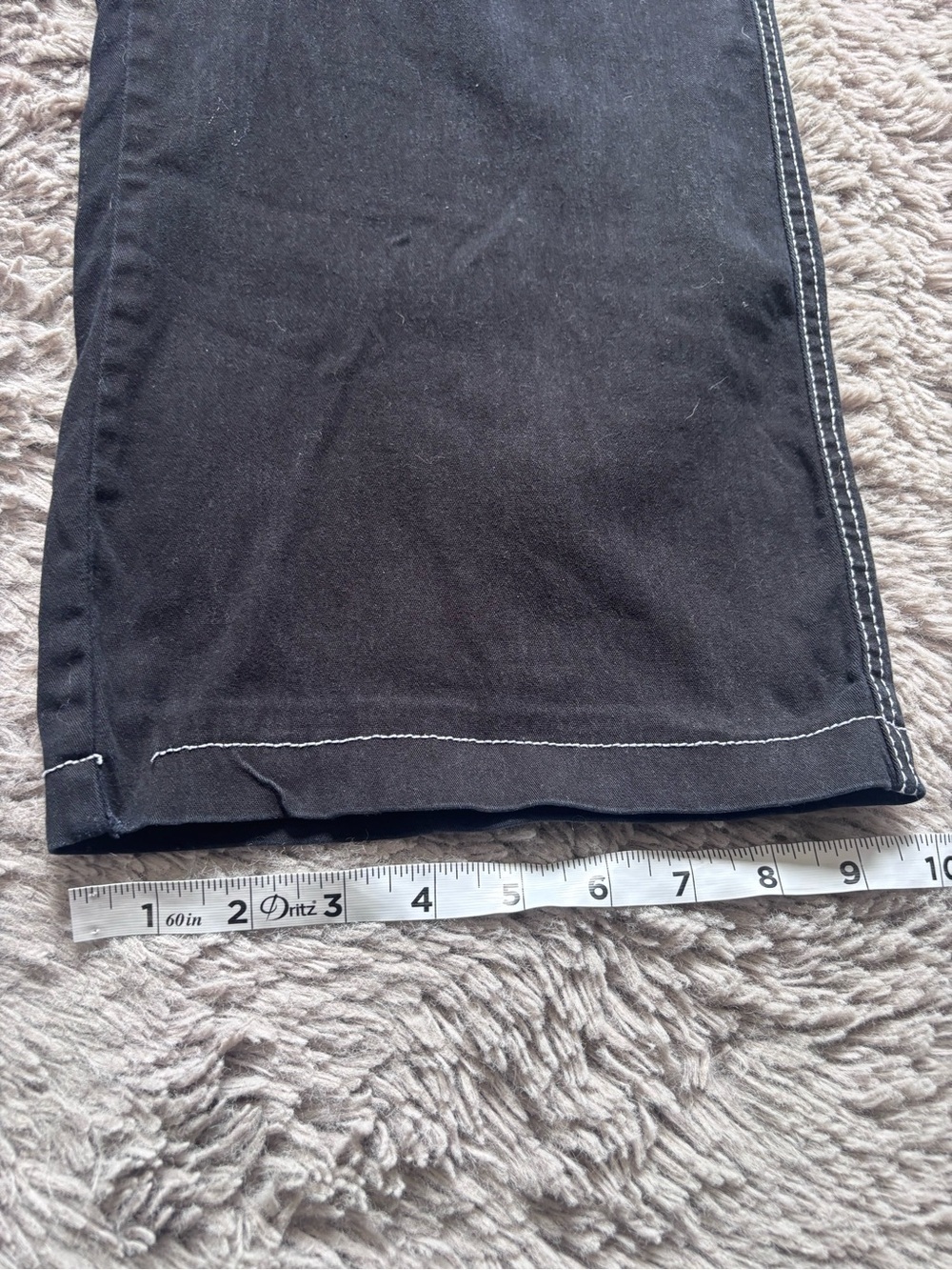 Rachel Paige Black Wide Leg Cargo Pants with White Contrast Stitching Large - Picture 10 of 10